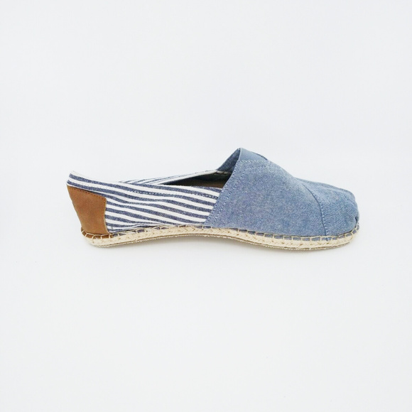 Toms Mens Alpargata Canvas Blue Striped Slip On - Picture 6 of 8